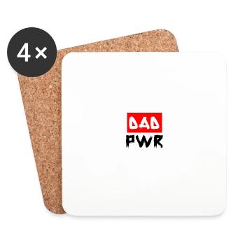 DAD PWR - Dad Power Cadeau de fête des pères pour papa - Dessous de verre (lot de 4) - blanc - Devant