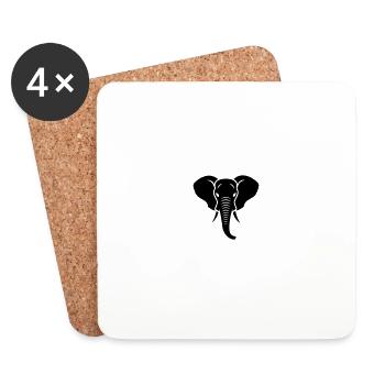 éléphant - Dessous de verre (lot de 4) - blanc - Devant
