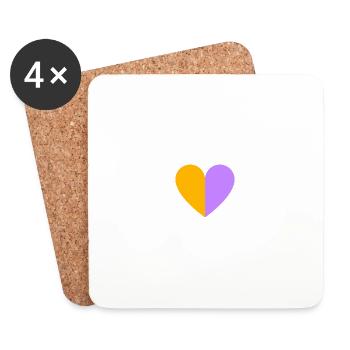 Coeur bicolore jaune-lilas - Dessous de verre (lot de 4) - blanc - Devant