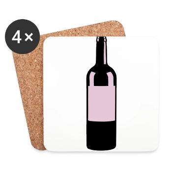 Wine Bottle - Coasters (set of 4) - white - Front