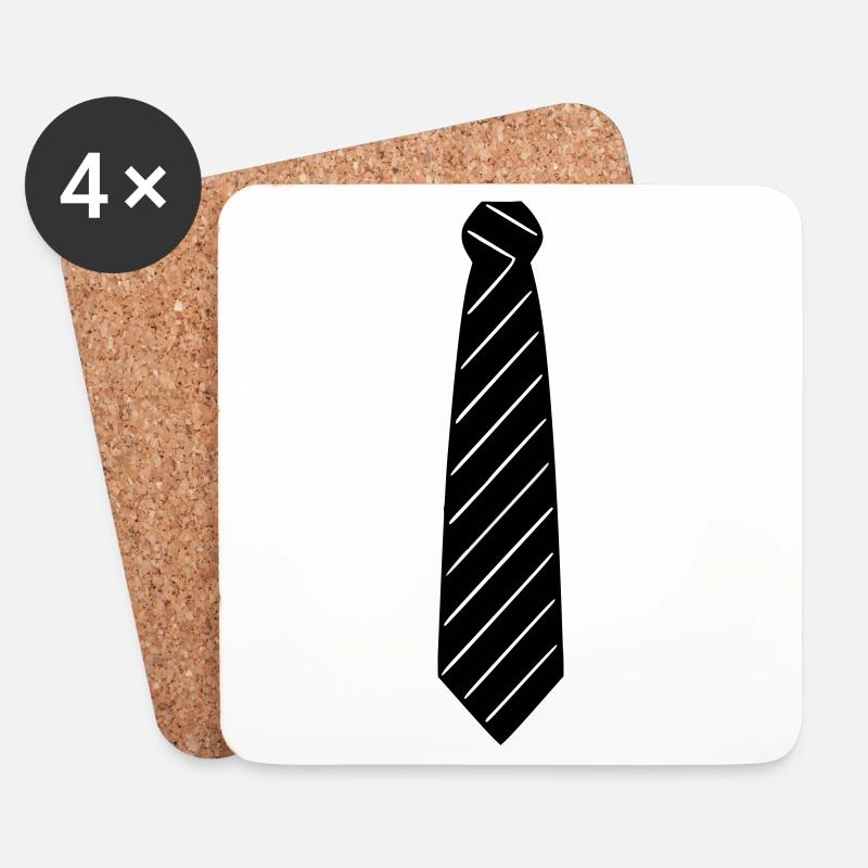 Krawatte - Necktie - Untersetzer (4er-Set) - Weiß