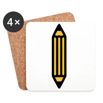 Pencil Writing Author Art - Coasters (set of 4) - white - Front