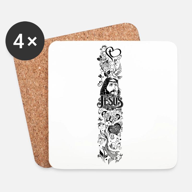 Ärmeldesign – Jesus Ethnostil schwarz - Untersetzer (4er-Set) - Weiß