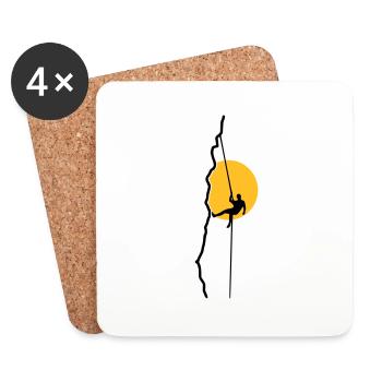 Climber rappelling in the sunset - Coasters (set of 4) - white - Front
