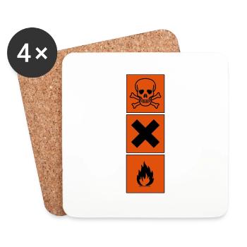 signe de danger - Dessous de verre (lot de 4) - blanc - Devant