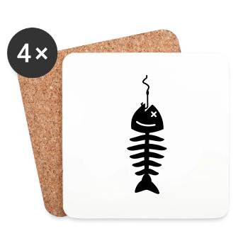 fisch_am_haken - Untersetzer (4er-Set) - Weiß - Vorne