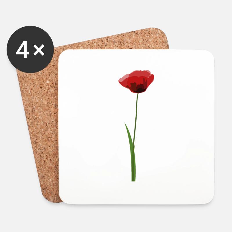 Mohn - Untersetzer (4er-Set) - Weiß