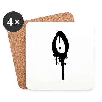 O circle ring graffiti drops Farbklex spray - Coasters (set of 4) - white - Front