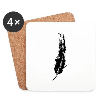 KEIKO feather V Feather Freedom BW black and white bab - Coasters (set of 4) - white - Front