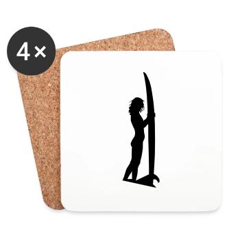J'AIME SURFER - NOIR - Dessous de verre (lot de 4) - blanc - Devant