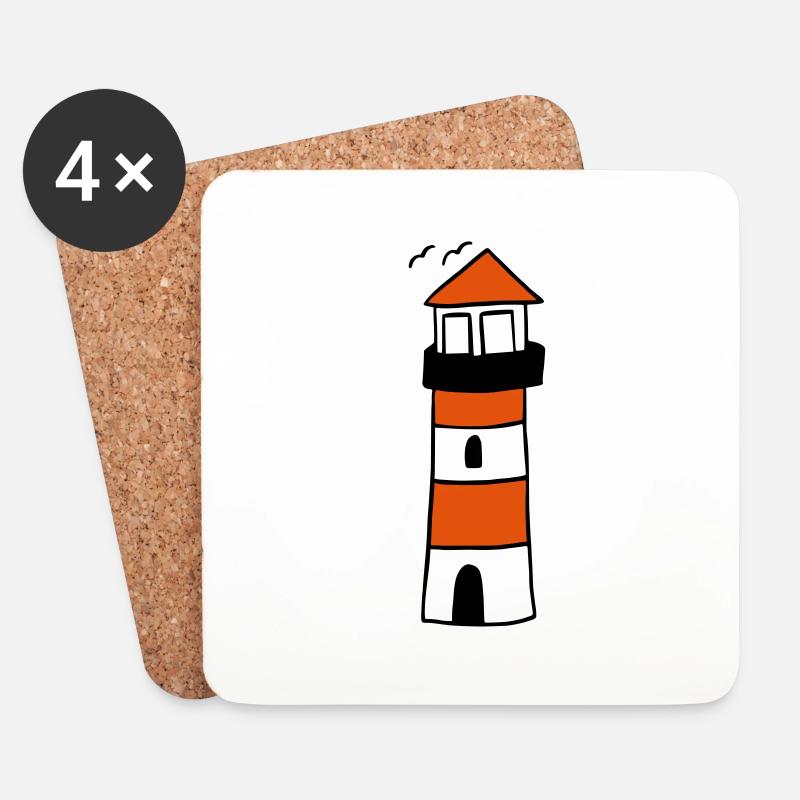 Leuchtturm - Untersetzer (4er-Set) - Weiß