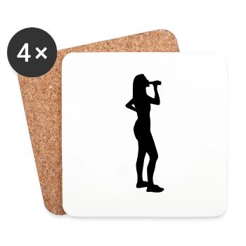 drinking girl bottle - Coasters (set of 4) - white - Front