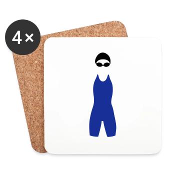 Schwimmerin Silhouette - Untersetzer (4er-Set) - Weiß - Vorne