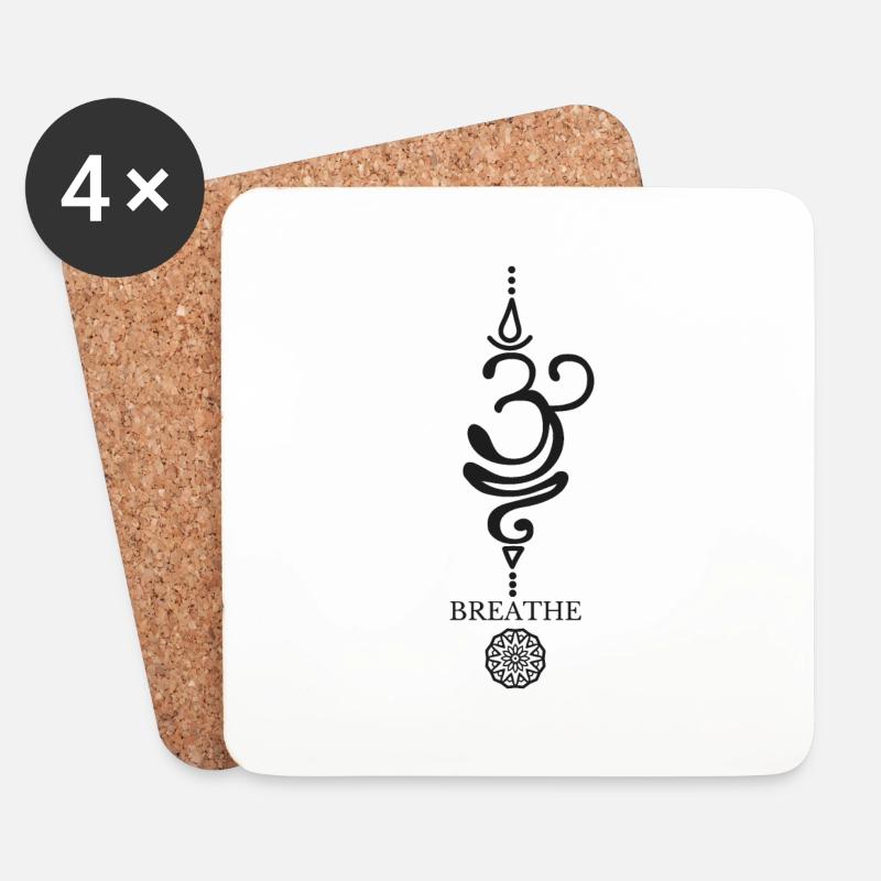 Breathe Yoga Geschenk Meditation Namaste - Untersetzer (4er-Set) - Weiß
