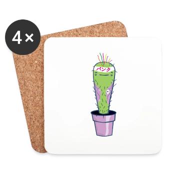 Punk rock kawaii cactus. - Dessous de verre (lot de 4) - blanc - Devant