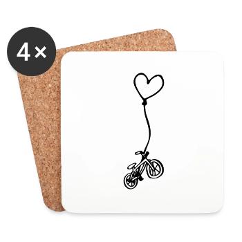 Fahrrad mit Herz am Seil - Untersetzer (4er-Set) - Weiß - Vorne
