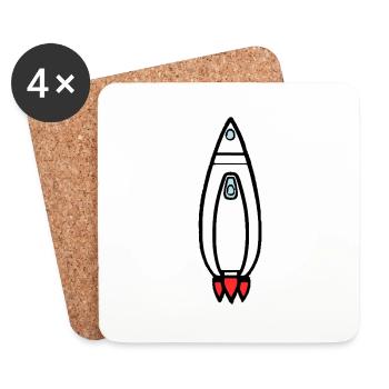 Spacecraft Rocket Space Space Flight Vector - Coasters (set of 4) - white - Front