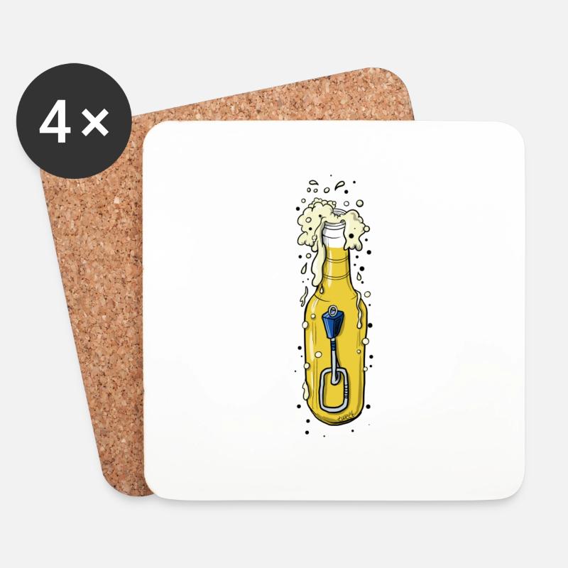 L'ora della birra - Sottobicchieri (set da 4 pezzi) - bianco