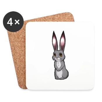 Lapin de dessin animé - Dessous de verre (lot de 4) - blanc - Devant