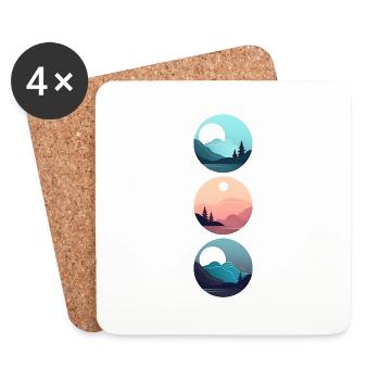 Mountain Landscape Geometric Art - Coasters (set of 4) - white - Front