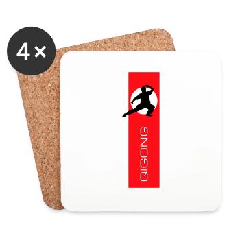 Drapeau Qigong - Dessous de verre (lot de 4) - blanc - Devant
