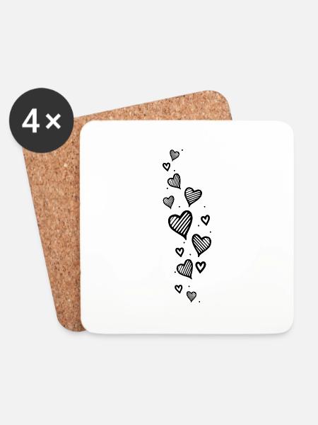 Heart Glitter Heart Glitter - Coasters (set of 4) - white
