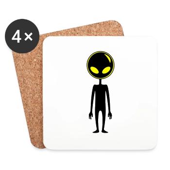 Alien Außerirdischer - Untersetzer (4er-Set) - Weiß - Vorne