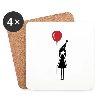 Anniversaire Ballon Fille Fête d’anniversaire des enfants - Dessous de verre (lot de 4) - blanc - Devant
