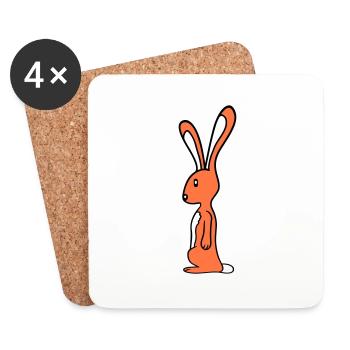 Hase Kaninchen Häschen Steht niedlich Kleintier - Untersetzer (4er-Set) - Weiß - Vorne