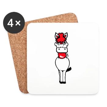 Horse Eating Apple Eating Hunger Fruit Delicious Healthy - Coasters (set of 4) - white - Front