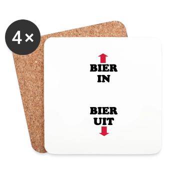 Bier in Bier uit - Coasters (set of 4) - white - Front