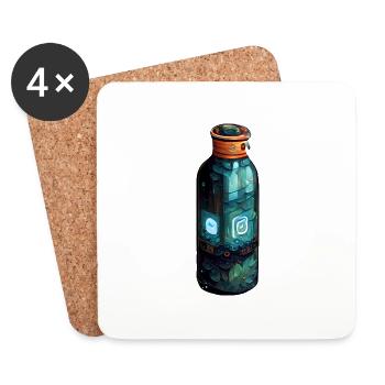 Eine gezeichnete Trinkflasche modern - Untersetzer (4er-Set) - Weiß - Vorne