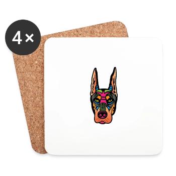 Skull Doberman. Painter Poison - Coasters (set of 4) - white - Front