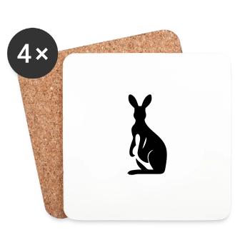 kangaroo - Coasters (set of 4) - white - Front