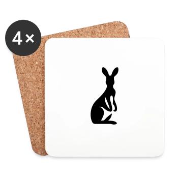 kangaroo - Coasters (set of 4) - white - Front