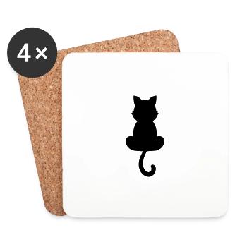 Katze - Untersetzer (4er-Set) - Weiß - Vorne