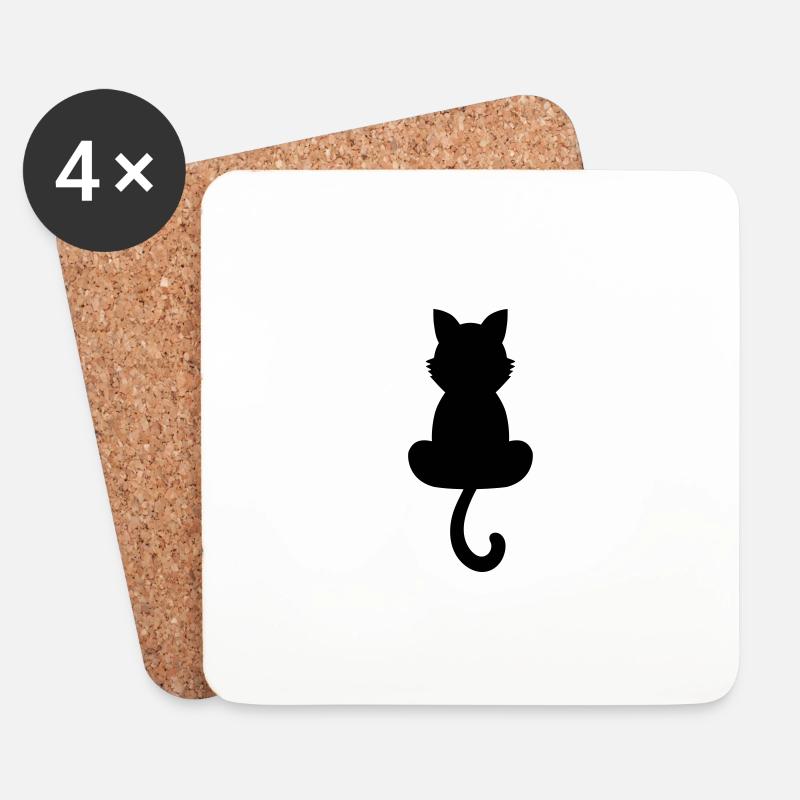 Katze - Untersetzer (4er-Set) - Weiß