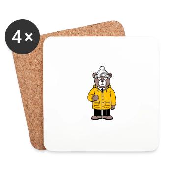 Bär Regenjacke - Untersetzer (4er-Set) - Weiß - Vorne