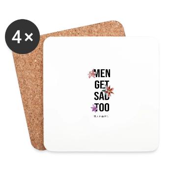 japanese style Men get sad too - Coasters (set of 4) - white - Front
