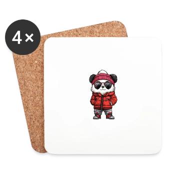 Panda Hiver - Dessous de verre (lot de 4) - blanc - Devant