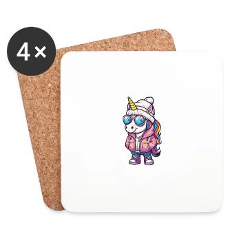 Licorne Hiver - Dessous de verre (lot de 4) - blanc - Devant