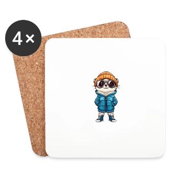 Suricate d’hiver - Dessous de verre (lot de 4) - blanc - Devant