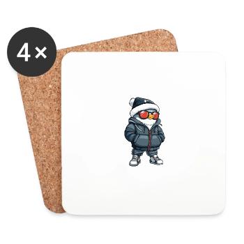 Taube Vogel Winter - Untersetzer (4er-Set) - Weiß - Vorne