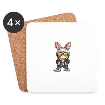 Hase Winter Comic - Untersetzer (4er-Set) - Weiß - Vorne