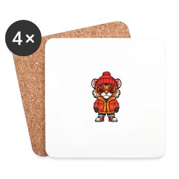 Tiger Winter Comic - Coasters (set of 4) - white - Front