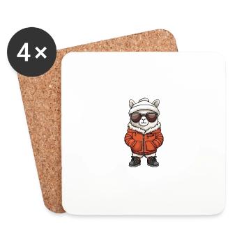 Bande dessinée d’hiver Lama alpaga - Dessous de verre (lot de 4) - blanc - Devant