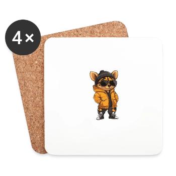 Bande dessinée Hyena Winter - Dessous de verre (lot de 4) - blanc - Devant