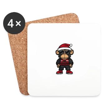 Singe Noël Cool Noël - Dessous de verre (lot de 4) - blanc - Devant
