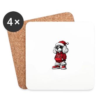 Pudel Hund Weihnachten Cool X-Mas - Untersetzer (4er-Set) - Weiß - Vorne
