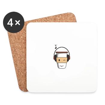 Clin d’œil à la musique de tasse de café - Dessous de verre (lot de 4) - blanc - Devant